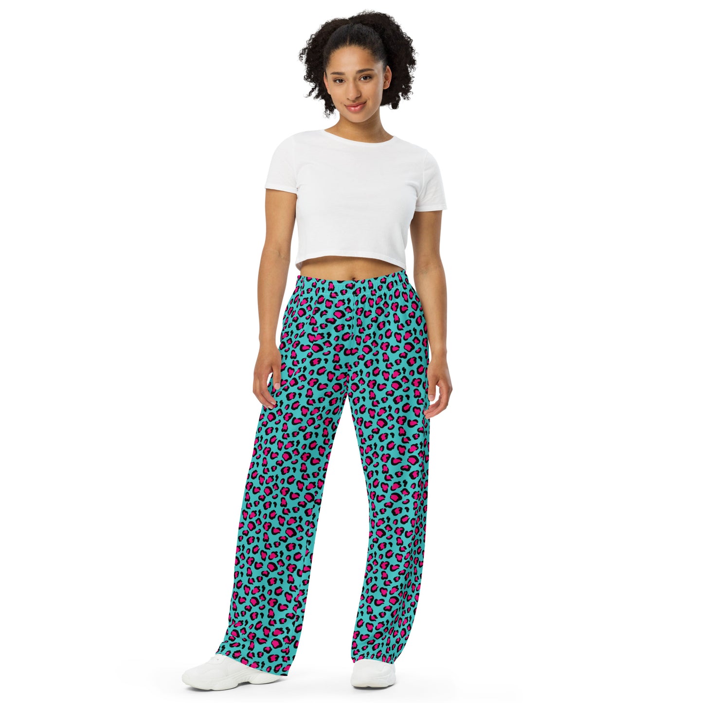 Leopard Wide-leg pants (Dark turquoise)