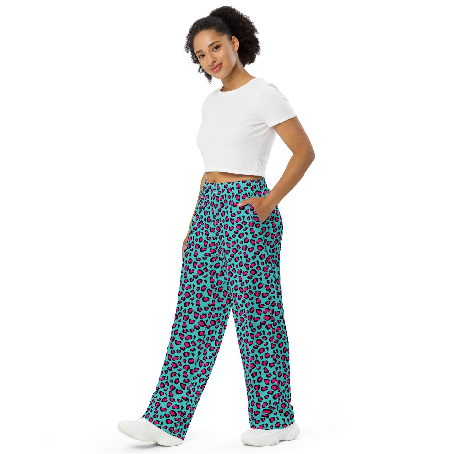 Leopard Wide-leg pants (Dark turquoise)