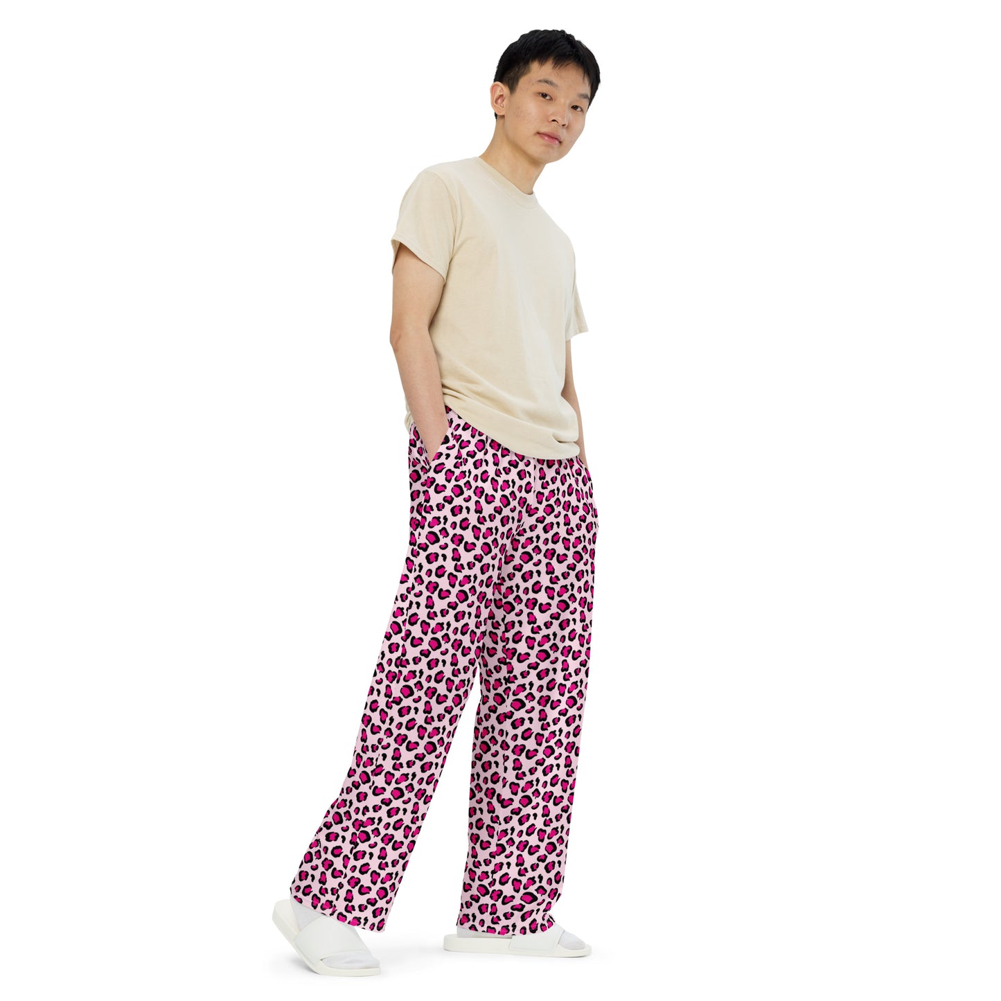 Leopard Wide-leg pants (Pig Pink)