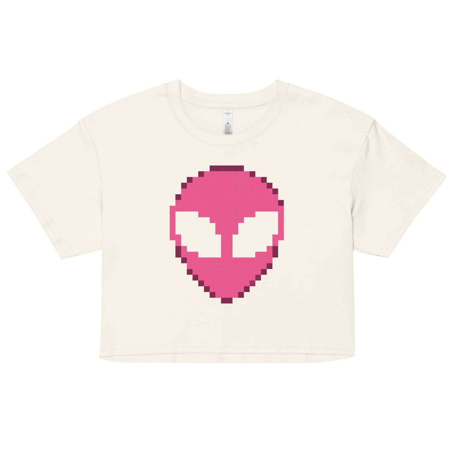 Pixelated Alien Crop T-shirt