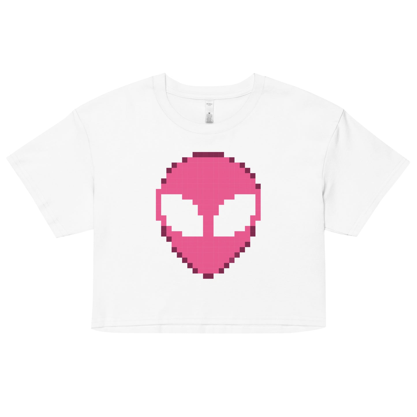 Pixelated Alien Crop T-shirt