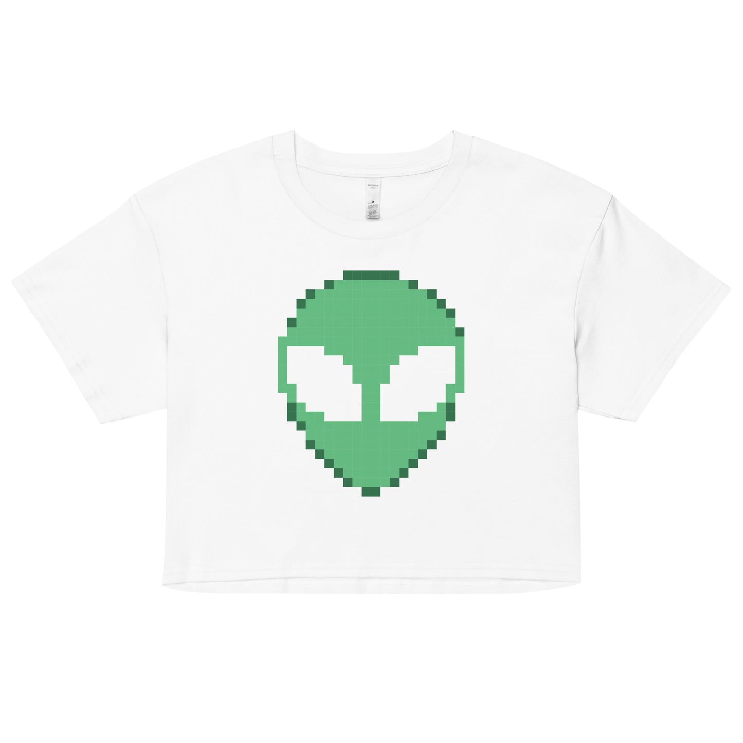 Pixelated Alien Crop T-shirt